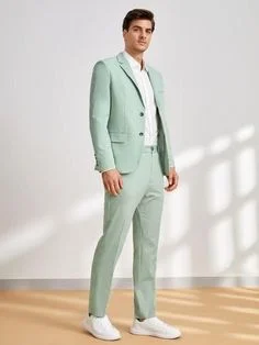 Men Suits Mint Green 2 Piece Slim Fir Luxury Elegant Wedding Groom Suits Listing Include (Coat + Pant) Fabric:- Imported, Premium Color:- Mint Green Dry Clean Only The Suit is for wedding, Party, Proms, and Etc. Express Shipping to world-wide but Remote Area May Take Longer Little color variation may possible due to photography and lights